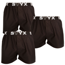 3PACK Férfi bő szárú boxeralsók Styx sportos gumipánt fekete (3B960) L férfi alsó