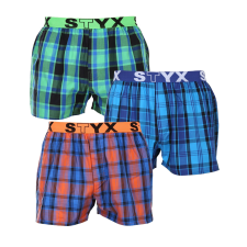 3PACK férfi bő szárú boxeralsók Styx sportos gumipánt többszínű (3B10456) S férfi alsó