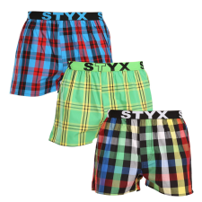3PACK férfi bő szárú boxeralsók Styx sportos gumipánt többszínű (3B11123) S férfi alsó