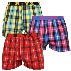  3PACK férfi bő szárú boxeralsók Styx sportos gumipánt többszínű (B9313233) M