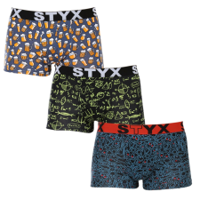  3PACK férfi boxeralsó Styx art sportos gumipánt többszínben (3G12672) L férfi alsó