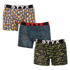  3PACK férfi boxeralsó Styx hosszú art sportos gumipánt többszínben (3U12672/2) XXL
