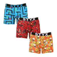 3PACK férfi boxeralsó Styx hosszú art sportos gumipánt többszínben (3U12914) XL férfi alsó