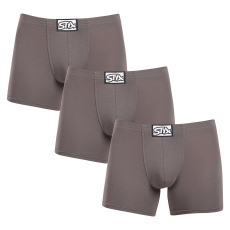  3PACK férfi boxeralsó Styx hosszú klasszikus gumipánt sötétszürke (3F1063) M
