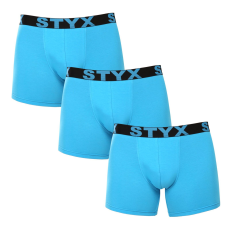  3PACK férfi boxeralsó Styx hosszú sportos gumipánt világoskék (3U1169) L