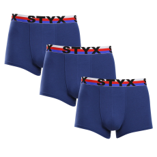  3PACK férfi boxeralsó Styx sportos gumipánt sötétkék trikolor (3G1968) L