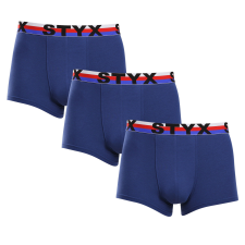3PACK férfi boxeralsó Styx sportos gumipánt sötétkék trikolor (3G1968) XXL férfi alsó