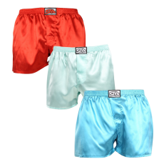  3PACK férfi klasszikus boxeralsó Styx klasszikus gumi satin multicolour (3C06372) M