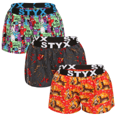  3PACK női bő szárú boxeralsók Styx art sportos gumipánt többszínű (3T15245) L