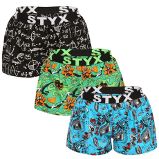  3PACK női bő szárú boxeralsók Styx art sportos gumipánt többszínű (3T15782) L
