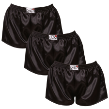 3PACK női bő szárú boxeralsók Styx klasszikus gumipánt szatén fekete (3L0960) 3XL női alsó