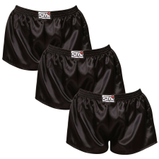 3PACK női bő szárú boxeralsók Styx klasszikus gumipánt szatén fekete (3L0960) L női alsó