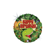 45 cm-es hologramos dinós Happy Birthday fólia lufi party kellék