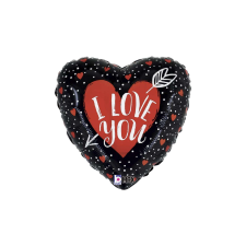  45 cm-es I Love You átlőtt szív - szív fólia lufi party kellék