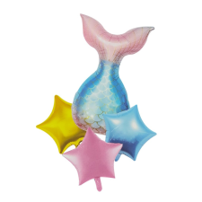 4 darabos fólia lufi szett – Sellő uszony és csillagok party kellék