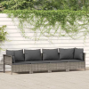  4 darabos szürke polyrattan kerti bútor szett párnákkal