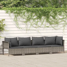  4 darabos szürke polyrattan kerti bútor szett párnákkal kerti bútor
