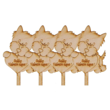  4 db Boldog Valentin napot feliratos szíves kutyus natúr sziluett tortadísz sütés és főzés