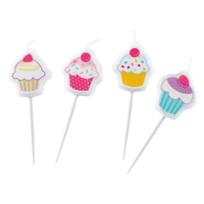  4 db cupcake gyertya készlet party kellék