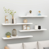  4 db fehér-tölgyszínű MDF lebegő fali polc 120 x 23,5 x 3,8 cm