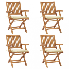  4 db összecsukható tömör tíkfa kerti szék párnákkal kerti bútor