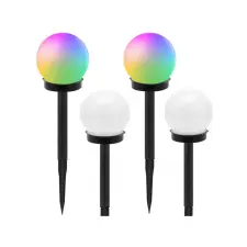  4 db színes RGB napelemes kerti gömb lámpa 10 cm kültéri világítás