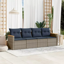  4 db szürke polyrattan kerti kanapégarnitúra párnákkal kerti bútor