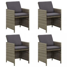 4 db szürke polyrattan kerti szék párnával kerti bútor