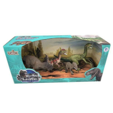  4 dinoszaurusz készlet - Triceratops, Dilophosaurus, Velociraptor és Velociraptor baba játékfigura