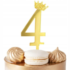 4-ES SZÁMÚ ARANY TÜKÖR TORTA TOPPER SZÜLETÉSNAPI PARTIRA party kellék