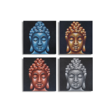 4-es szett Buddha Fej - Homok 30x30cm grafika, keretezett kép