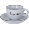 4-Home EspressokKőagyag csésze csészealjjal, 100 ml, világosszürke, világosszürke