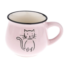 4-Home Kerámiabögre rajzos cicás 213ml,rózsaszín bögrék, csészék