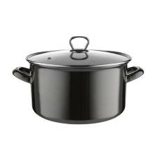 4-Home Zománcozott edény fedővel 5,6 l, fekete edény