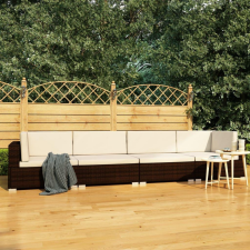 4 részes barna polyrattan kerti kanapészett párnákkal kerti bútor