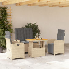  4 részes bézs polyrattan kerti étkezőgarnitúra párnákkal kerti bútor