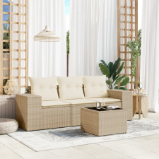 4 részes bézs polyrattan kerti ülőgarnitúra párnákkal kerti bútor