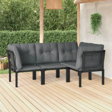  4 részes fekete és szürke polyrattan kerti ülőgarnitúra kerti bútor