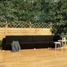 4 részes fekete polyrattan kerti kanapészett párnákkal kerti bútor