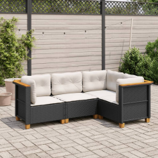 4 részes fekete polyrattan kerti ülőgarnitúra párnákkal kerti bútor