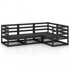  4 részes fekete tömör fenyőfa kerti ülőgarnitúra kerti bútor