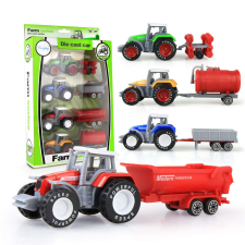 4 részes színes Traktor kollekció autópálya és játékautó