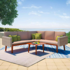  4-részes szürke polyrattan kerti bútorszett párnákkal kerti bútor