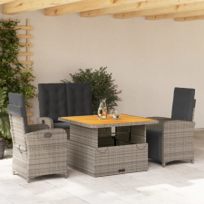 4 részes szürke polyrattan kerti étkezőszett párnával kerti bútor