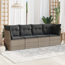  4 részes szürke polyrattan kerti ülőgarnitúra párnákkal kerti bútor