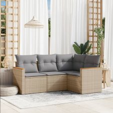 4 részes vegyes bézs polyrattan kerti ülőgarnitúra párnákkal kerti bútor
