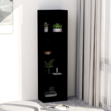  4-szintes fekete forgácslap könyvszekrény 40 x 24 x 142 cm bútor