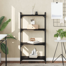  4 szintes fekete szerelt fa könyvespolc 60 x 30 x 120 cm bútor