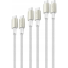 4smarts PremiumCord USB Type-C / USB Type-C töltő- és adatkábel szett, 60W, 3x0.5M+1.5M+3M fehér / ezüst (540621)