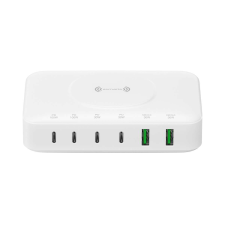 4smarts QI, 2x USB-A, 4x USB-C Töltő Állomás (100W) - Fehér (4S540570) mobiltelefon kellék